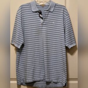 Burberry London Men's XL Striped Polo Shirt - Light Blue